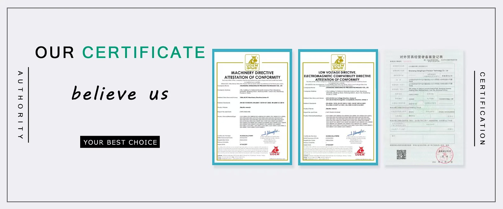 Two UDEM CE attestations and the SDX Foreign Trade Operator Registration Filing Form