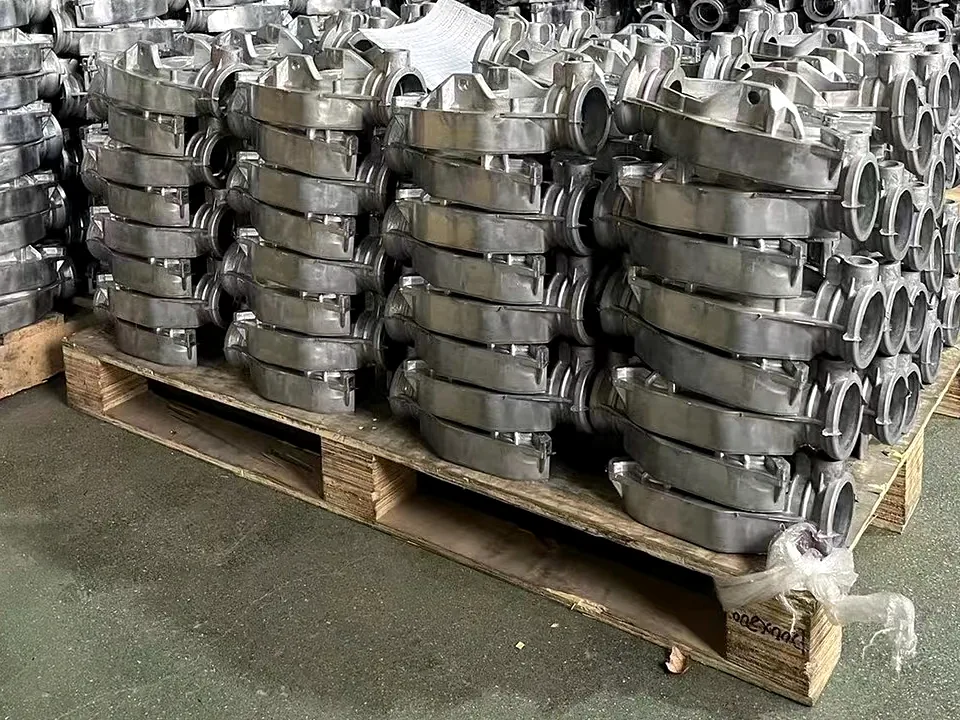 Close view of manufactured metal components at the SDX factory