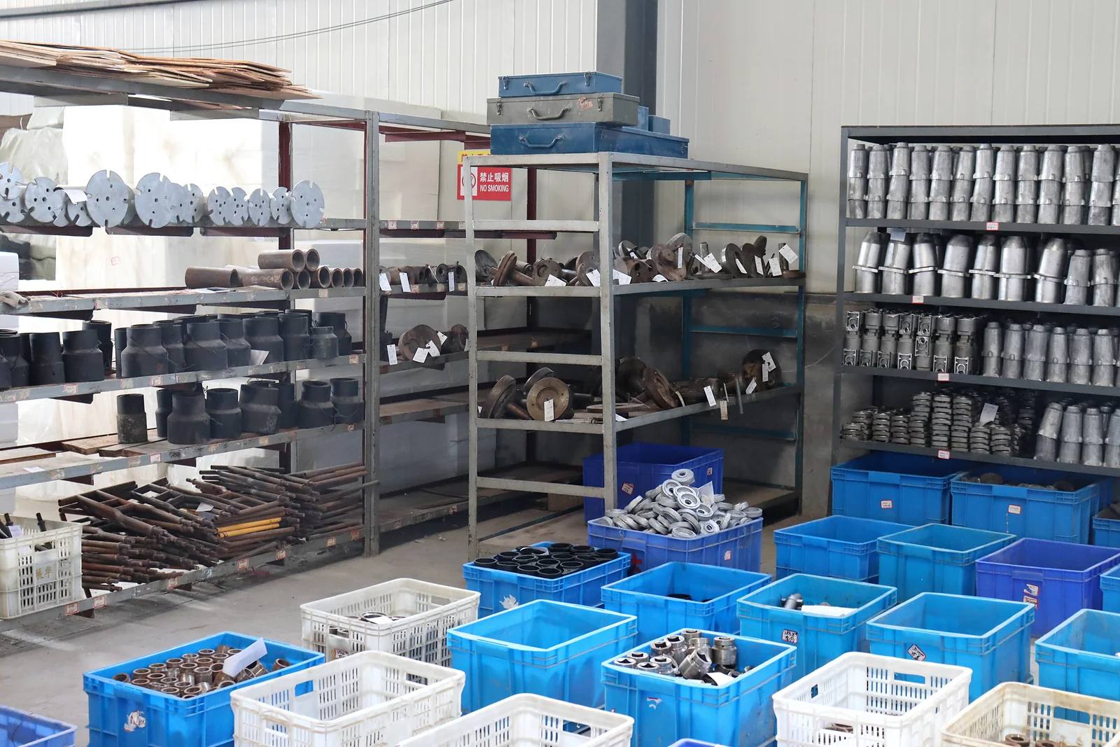 Metal components arranged in the SDX factory production area
