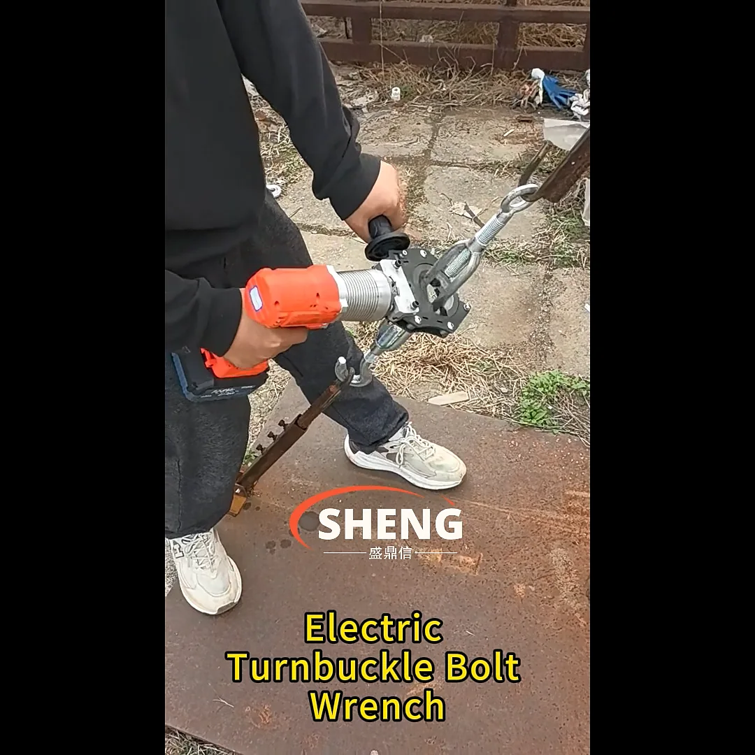 Operator using the SDX-6ET Electric Turnbuckle Bolt Wrench on a turnbuckle